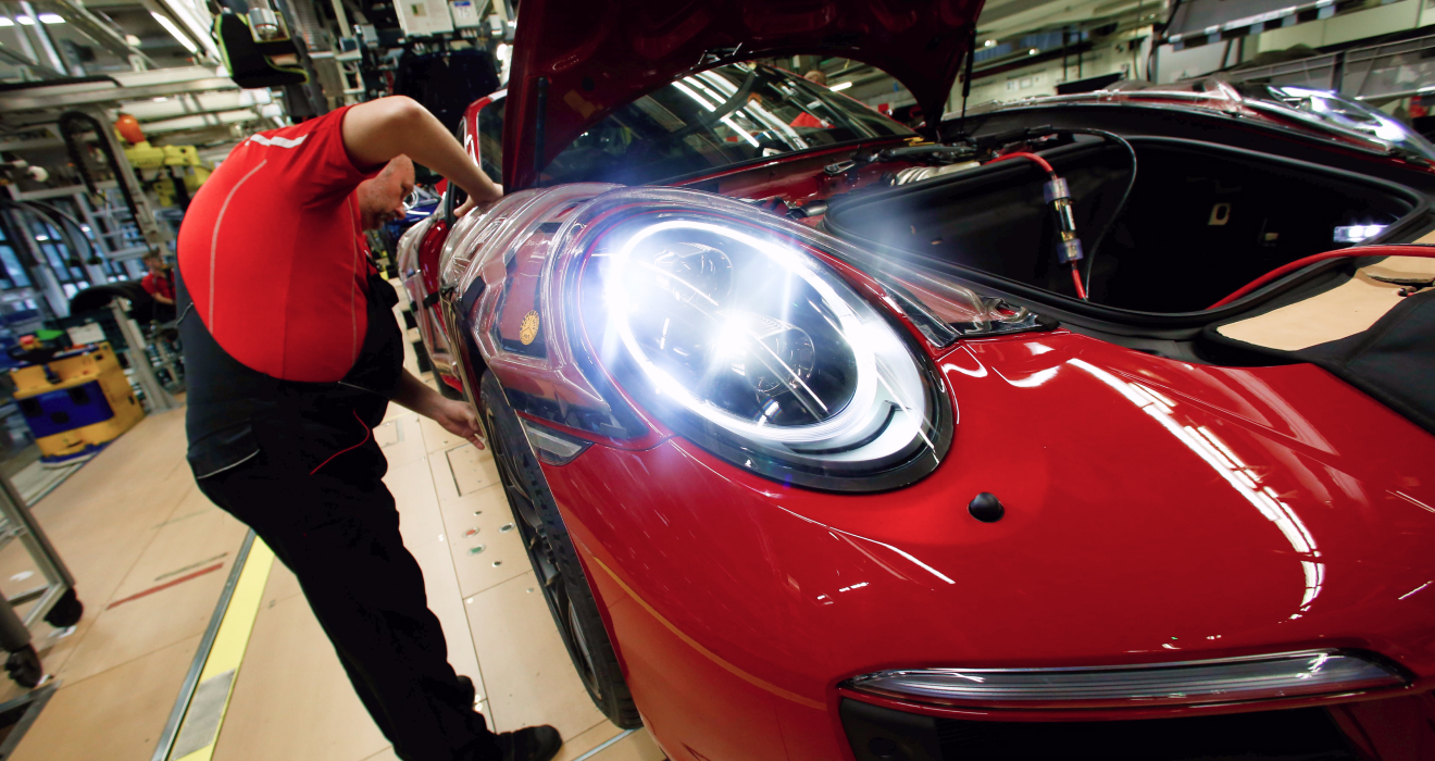 Produktion des 911er im Porsche-Werk im Stammwerk in Zuffenhausen