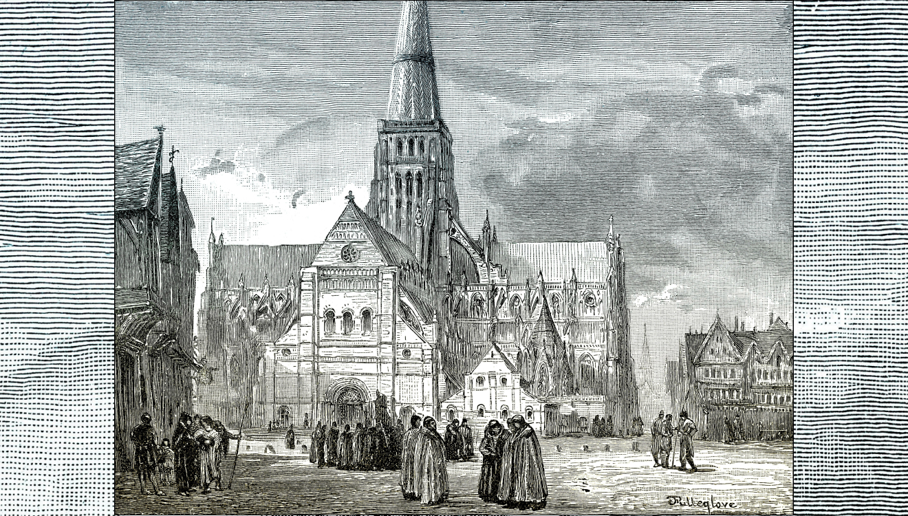 Darstellung der St. Paul's Cathedral im 14. Jahrhundert – hier fand ein Priester-Mord statt, der jetzt aufgeklärt werden konnte 