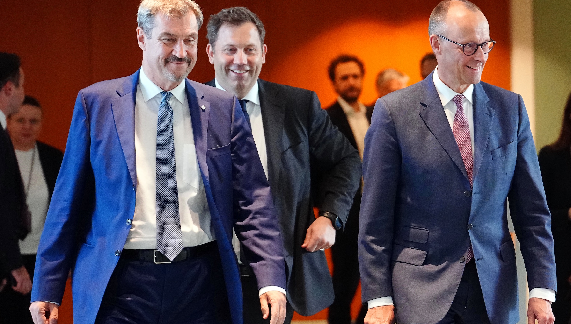 Koalitionäre Markus Söder, Lars Klingbeil, Friedrich Merz