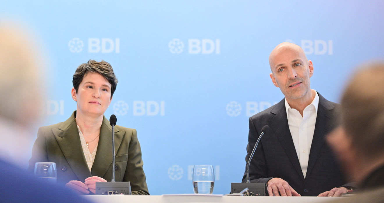 Pressekonferenz: BDI-Hauptgeschäftsführerin Tanja Gönner und BDI-Präsident Peter Leibinger 