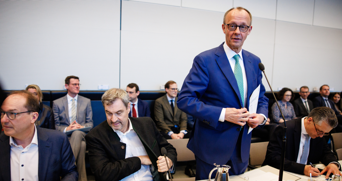 Zieht sein Programm durch: CDU-Chef Friedrich Merz bei der Fraktionssitzung gestern