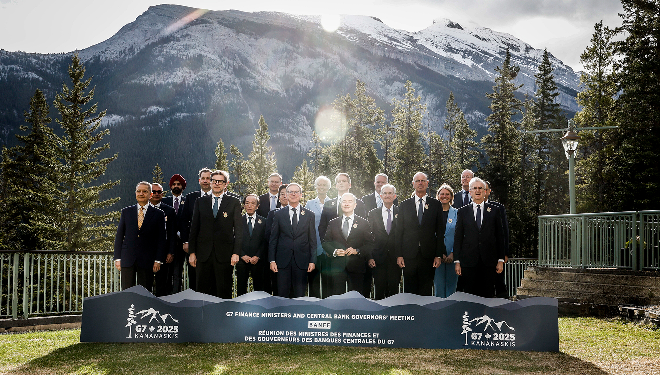 Suchbild beim G7-Treffen der Finanzminister in Kanada mit Vizekanzler Lars Klingbeil, 47. Die Teilnehmer bekräftigen ihre unerschütterliche Unterstützung für die Ukraine